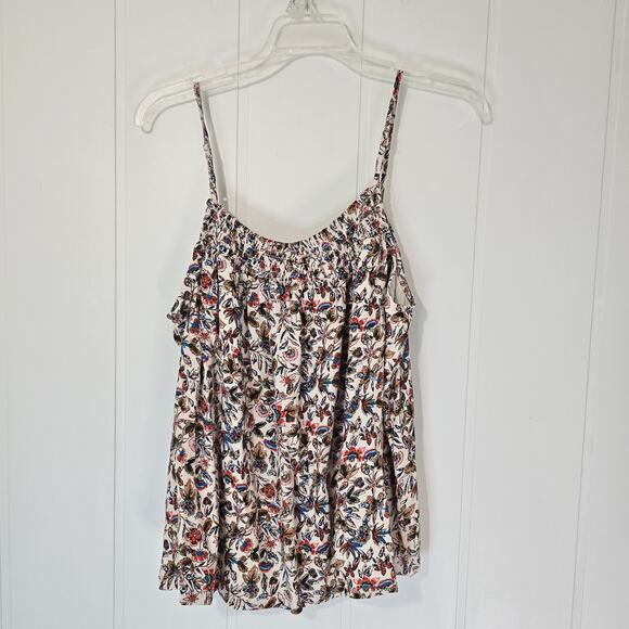 Evereve Floral Smocked Swing Tank Top Lined strappy Colorful Size Large - Picture 2 of 8